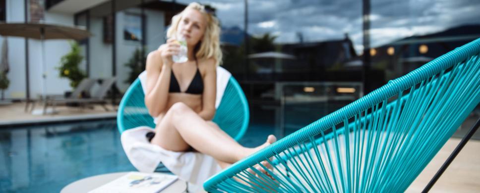 A Drink at the Outdoor Pool